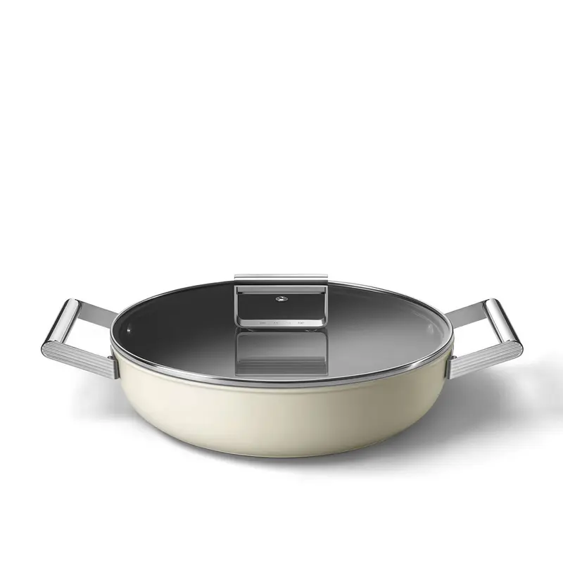 Smeg Tegame antiaderente panna + coperchio "50's Style" D28 cm