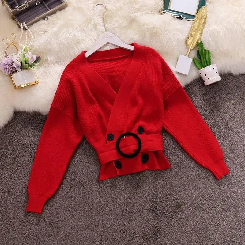 Solid color knit sweater