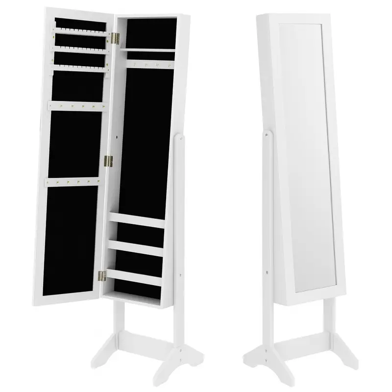Specchiera Portagioie Armadietto Portagioielli con Specchio Legno Bianco