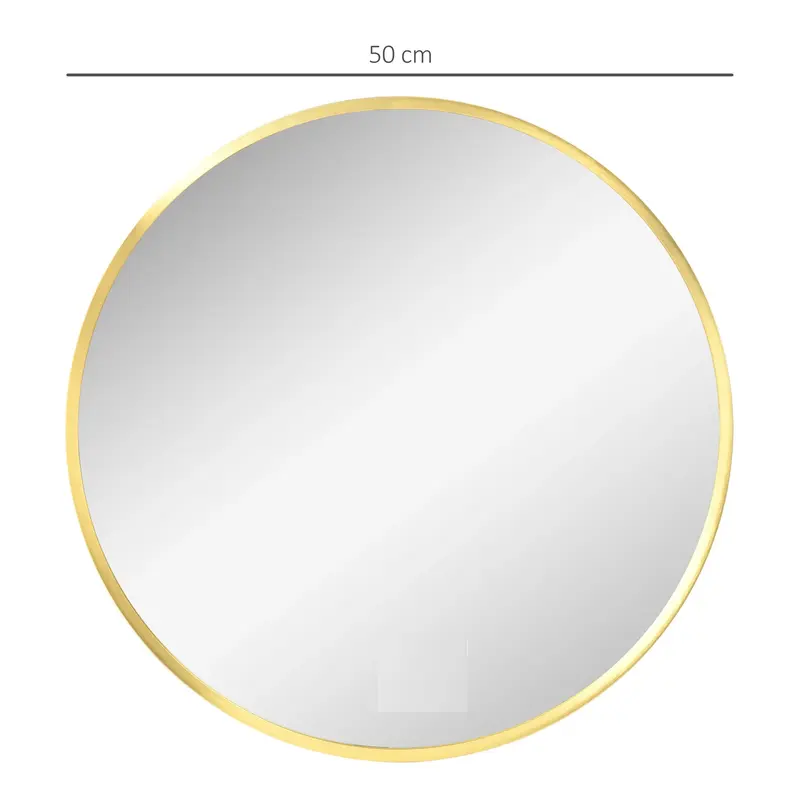 Specchio Moderno Tondo Cornice in Alluminio da Parete cm50 x 2cm Oro