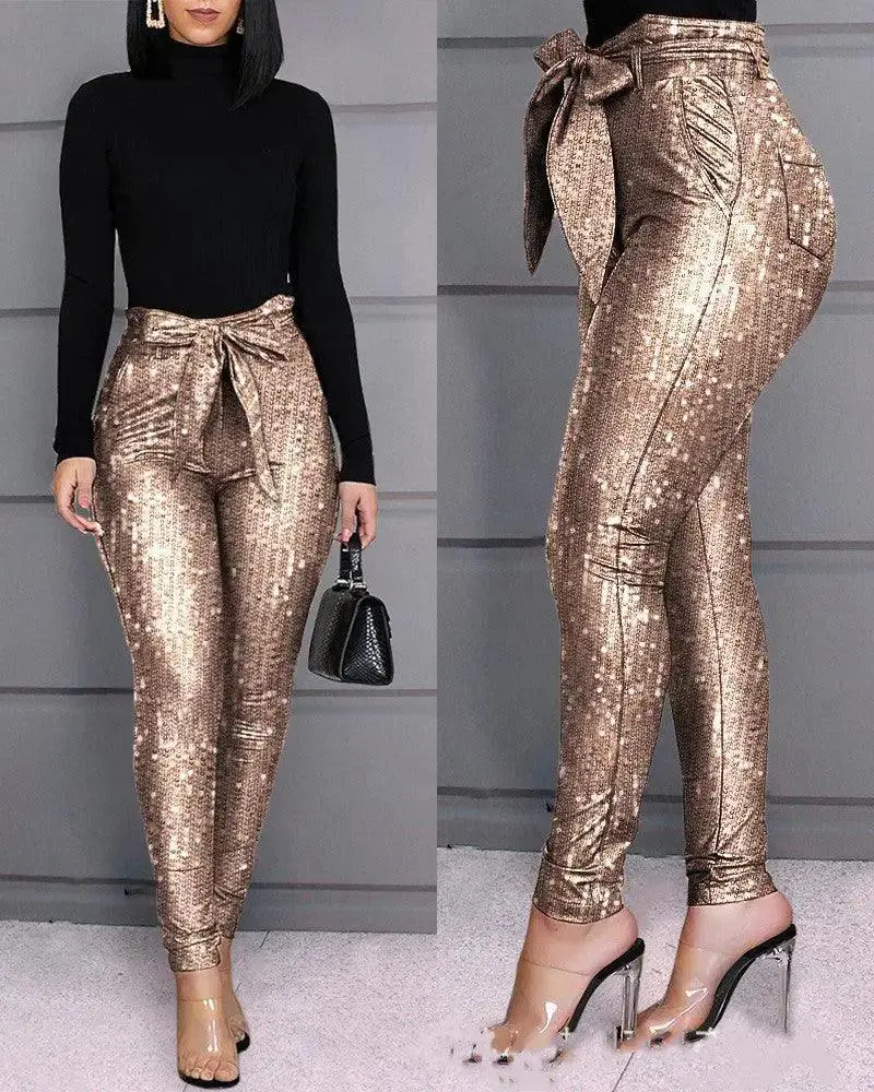 Special Belle Champagne Stretch Sequin Pants