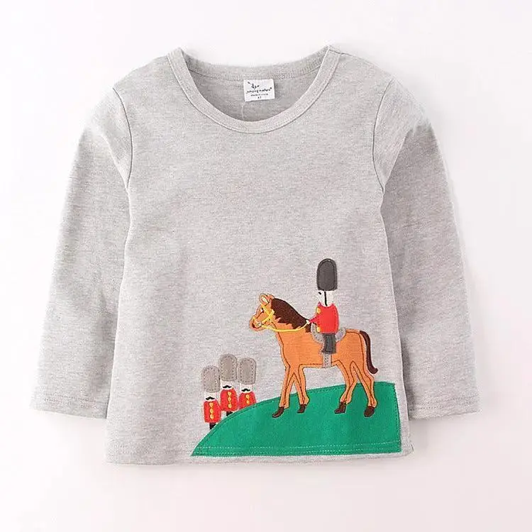 Spring Combed Cotton Long-Sleeved Boy T-Shirt