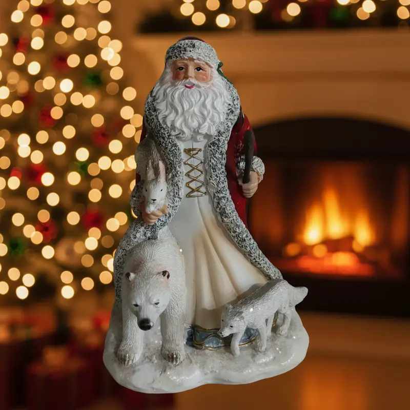 Statuina Babbo Natale in Resina – Decorazione Natalizia 12x12x20 cm