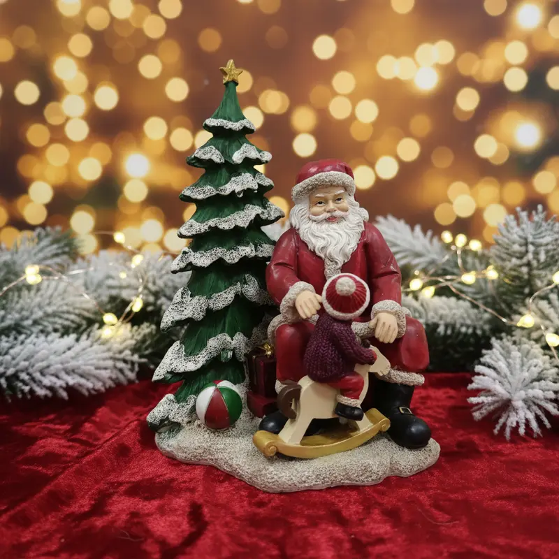 Statuina Babbo Natale in Resina – Decorazione Natalizia 16x13x22 cm