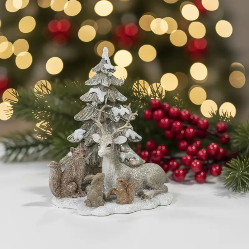 Statuina Decorativa Natalizia "Foresta" in Resina – 14x11x20 cm | Ninocco Home