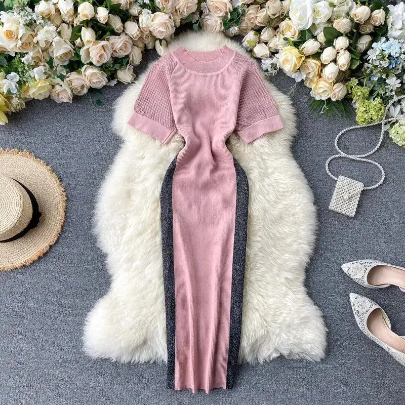 Stitched dresses with hollow sleeves