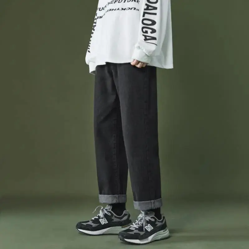 Straight Cropped Jeans Men's Loose