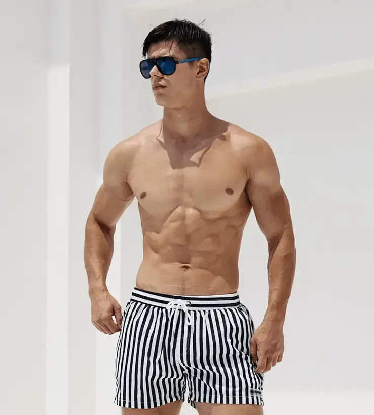Striped Beach Pants, Quick-Drying Pants, Loose Shorts