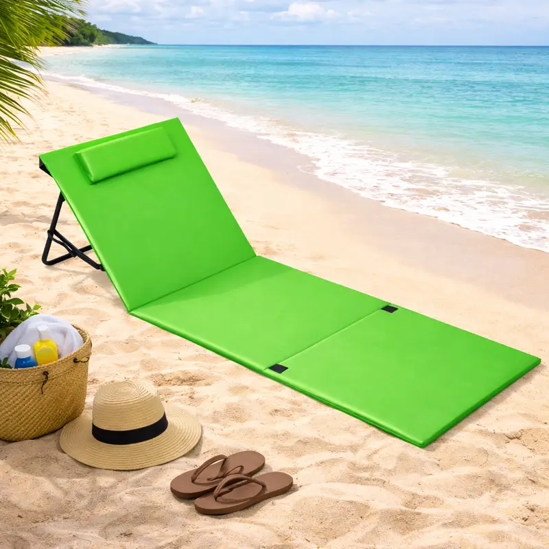 Stuoia Lettino Spiaggia Spiaggina Mare Prendi Sole Pieghevole Poggiatesta Verde