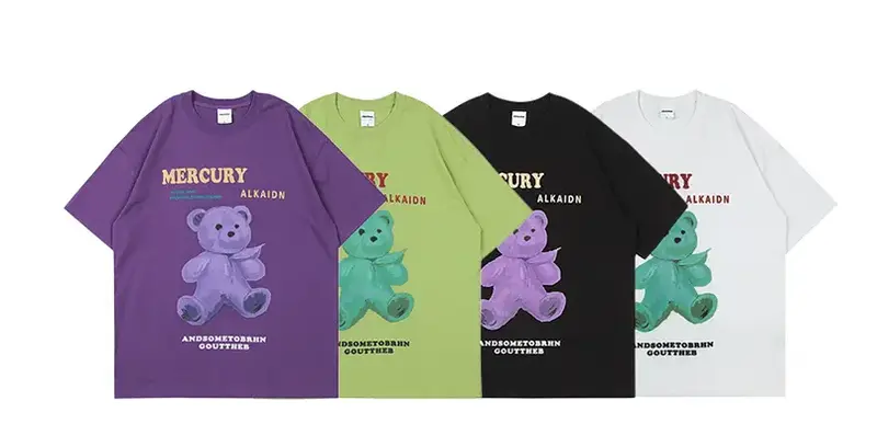 Summer Fashion Brand Street Cartoon Bear Short Sleeve T-Shirt For Men And Women