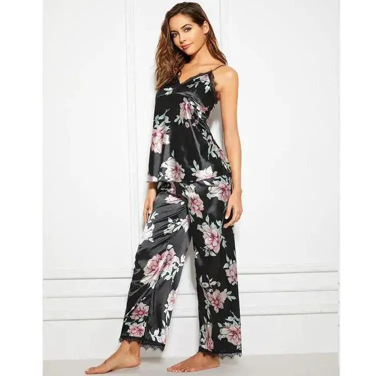 Suspender pajamas sleep pants lace