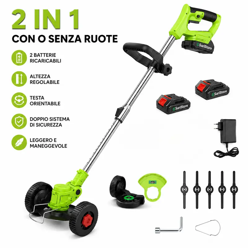 Tagliaerba decespugliatore tagliabordi senza fili dooppia batteria taglia Prato