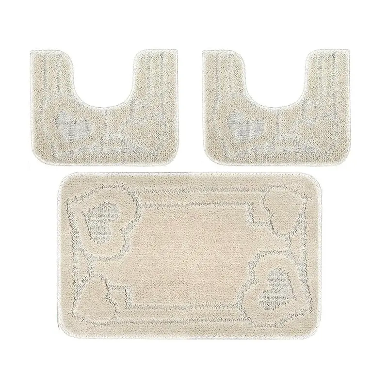 Tappeti Bagno 3 Pezzi, Coordinati Cuori Morbido Antiscivolo Pelo Corto Cuore