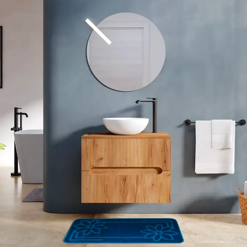 Tappeto Bagno Antiscivolo 50x110 cm Tappetino Morbido con Fiori Scendibagno Assorbente Asciugapassi Lavabile Pelo Corto