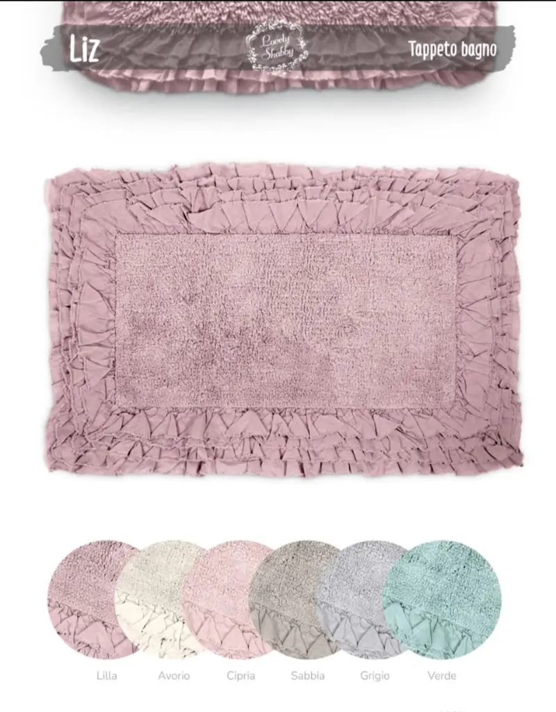 Tappeto shabby con frill 1350gsm spugna puro cotone 50x80cm.