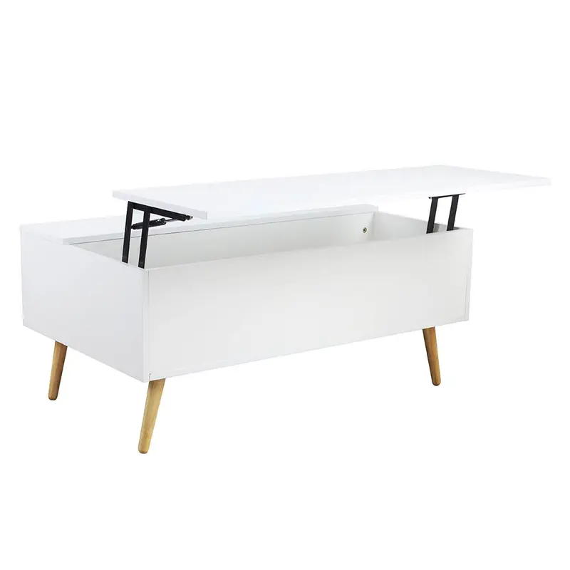 Tavolino da Salotto con Vano Contenitore in Legno 100x60x45cm Moderno Bianco