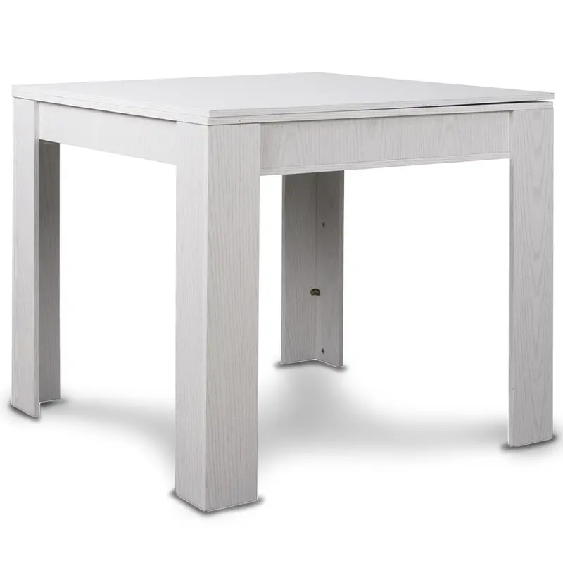 Tavolo da Pranzo Quadrato 90x90cm Allungabile a 180cm Apertura a Libro Bianco