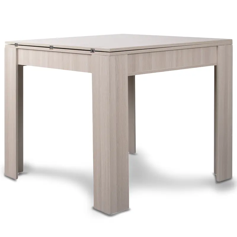 Tavolo da Pranzo Quadrato 90x90cm Allungabile a 180cm Apertura a Libro Tortora