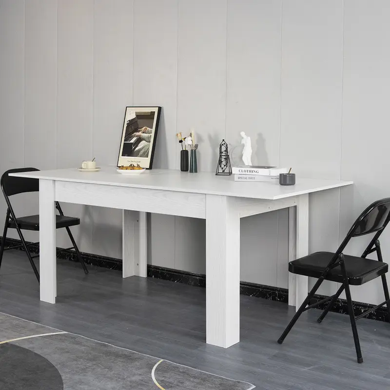 Tavolo in Legno Cucina 90x140 cm H 78 cm Allungabile fino a 90x190 cm Bianco Venato