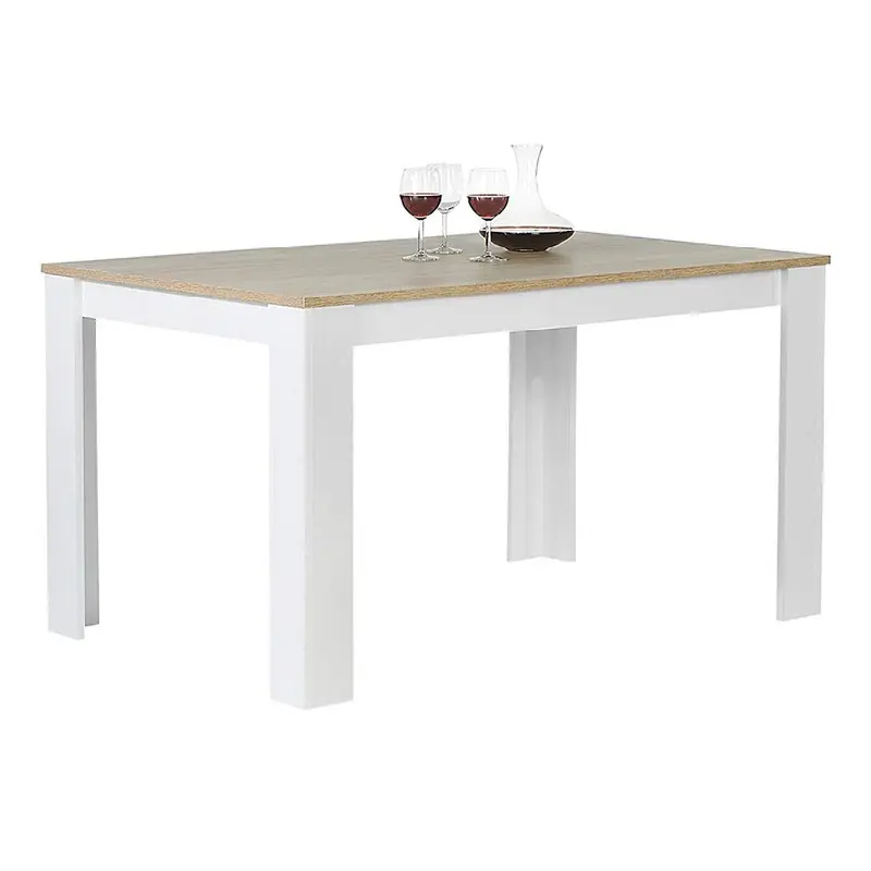 Tavolo per Sala da Pranzo Fisso 120x80 H74cm Bianco e Top 18mm Acero Moderno