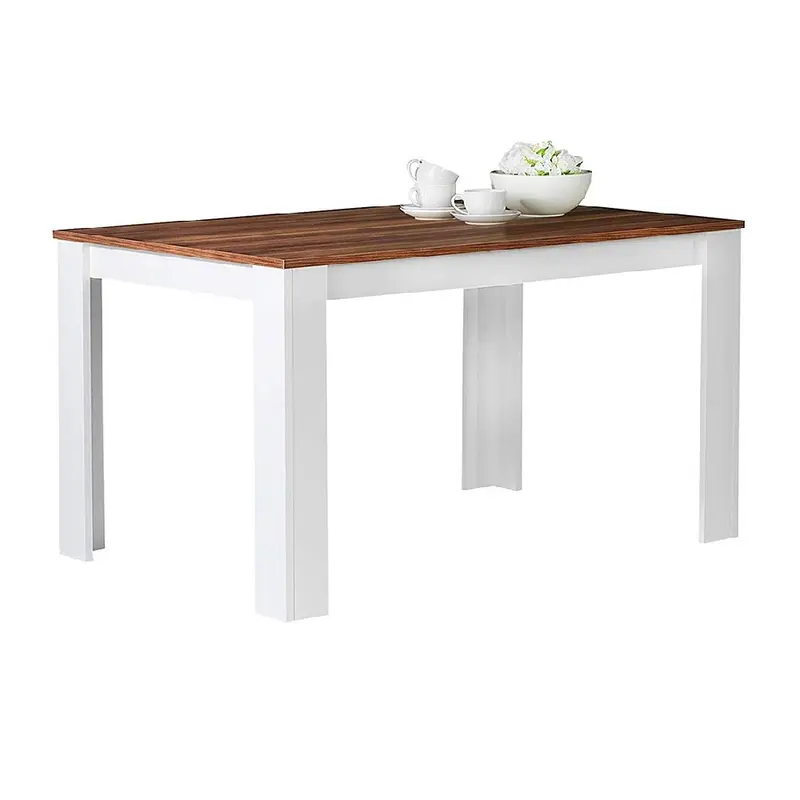 Tavolo per Sala da Pranzo Fisso 120x80 H74cm Bianco e Top 18mm Noce Moderno