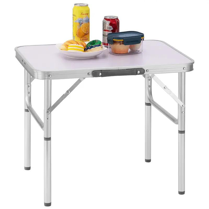 Tavolo PicNic Campeggio Alluminio 60x45 H50cm Pieghevole Valigetta 2 Altezze