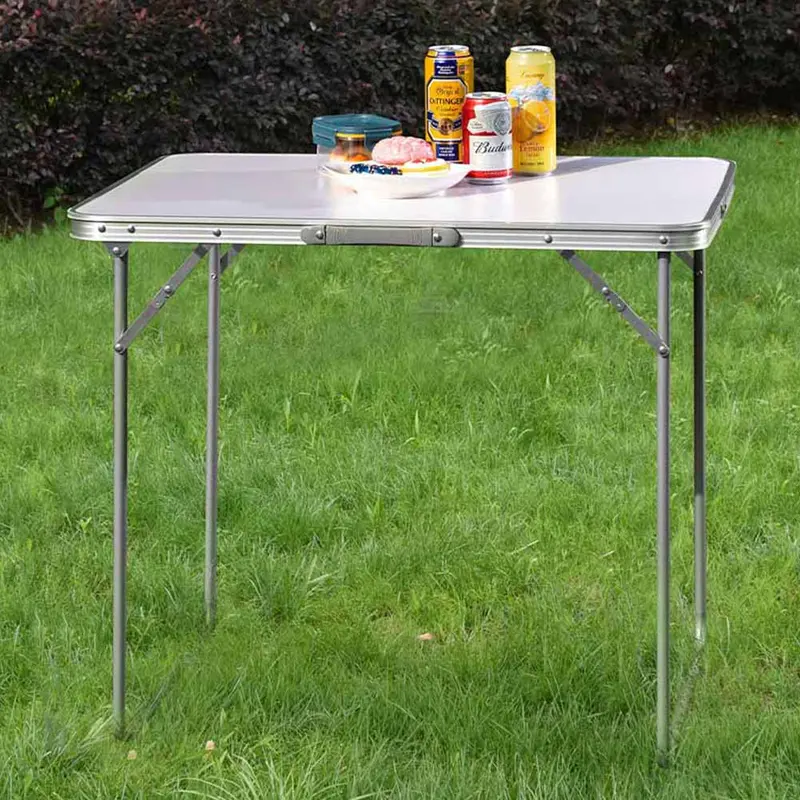 Tavolo PicNic Campeggio Alluminio 60x80 H68 cm Pieghevole Maniglia di Trasporto