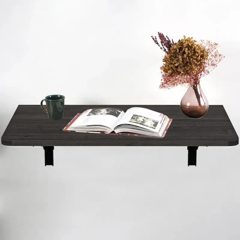 Tavolo Pieghevole a Muro Salvaspazio Multiuso in MDF Nero 80x60cm