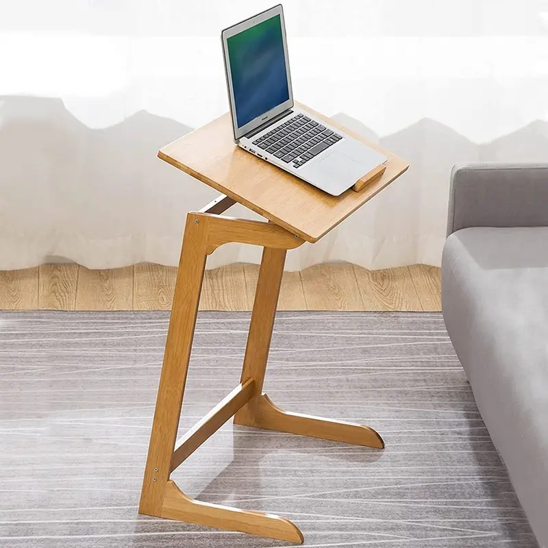 Tavolo Scrivania 60x35 cm Porta PC Ripiano Regolabile in Legno di Bambo