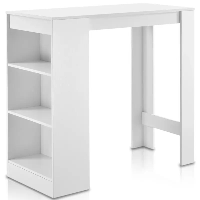 Tavolo Snack da Cucina Soggiorno Bar 3 Ripiani Legno 110x50 H 103 cm Bianco