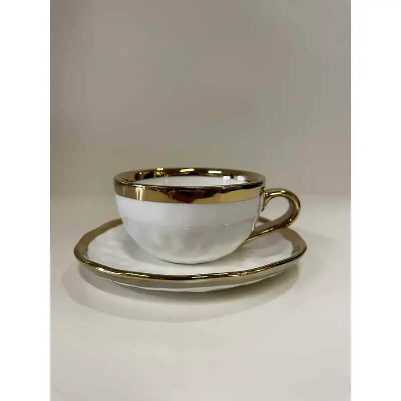 Tazza caffè H&H bordo oro - 6 pz