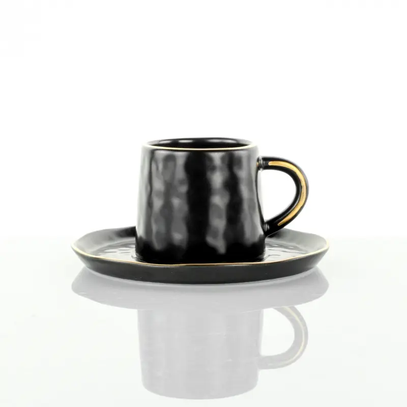 Tazza caffè Onix Black Stone gold line Weissestal - 6 pezzi