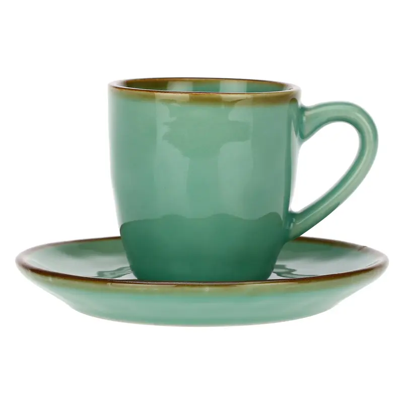 Tazzina Caffè Concerto Verde Acqua con Piattino - Rose & Tulipani