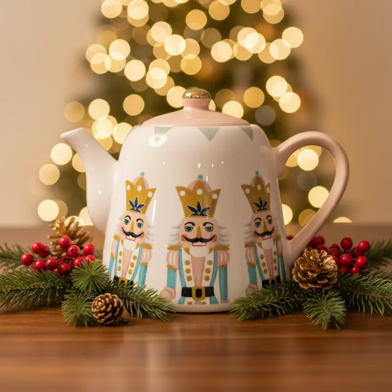 Teiera Natalizia con Schiaccianoci in Ceramica – Ø 14 cm | Ninocco Home