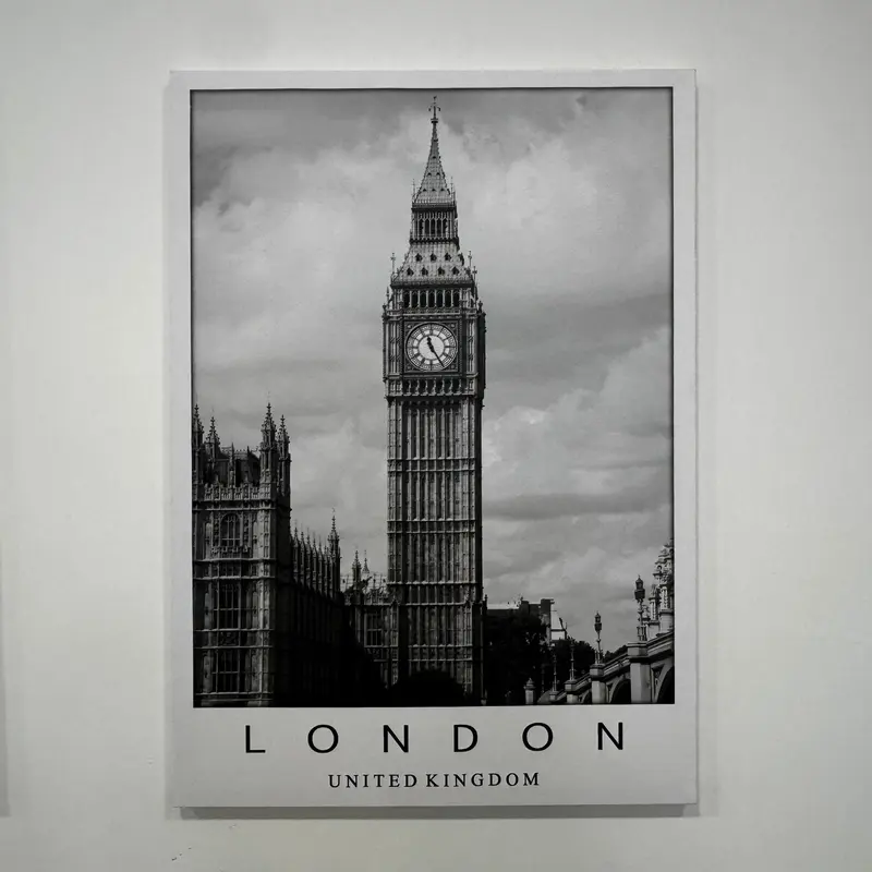 Tela Decorativa London Big Ben – Bianco e Nero 50x70