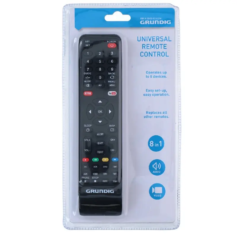 Telecomando Universale Grundig 8in1 Compatibile TV Smart Dvd Decoder Facile Uso