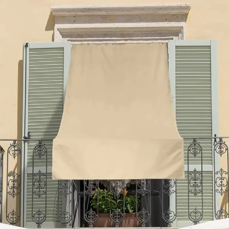 Tenda da Sole Ombreggiante 1.5x3mt con 12 Occhielli Polycotone Idrorepellente Beige