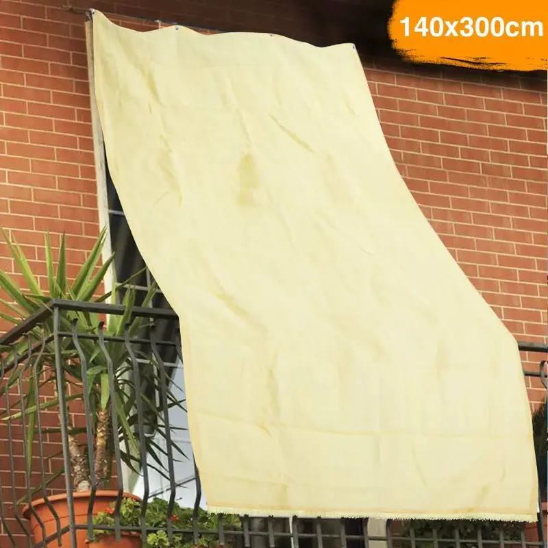 Tenda da Sole Parasole 140x300cm HDPE con Occhielli per Balcone e Veranda Beige