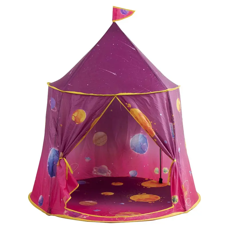 Tenda Gioco Bambini Casetta Rosa Castello in Tessuto 120x116 cm Interno ed Esterno