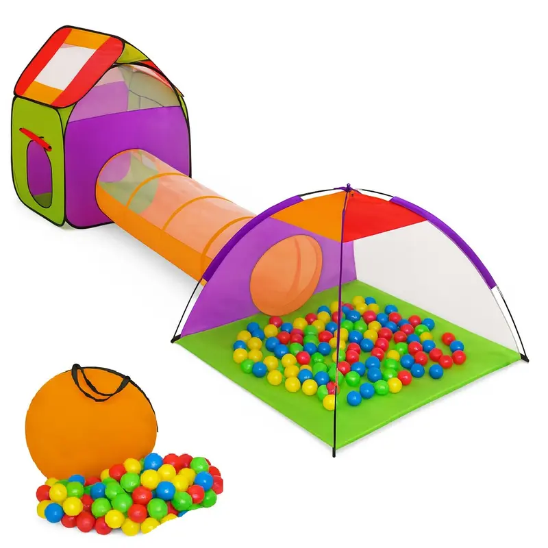 Tenda Igloo Bambini con 200 Palline e Tunnel Pieghevole Giochi Interni ed Esterni