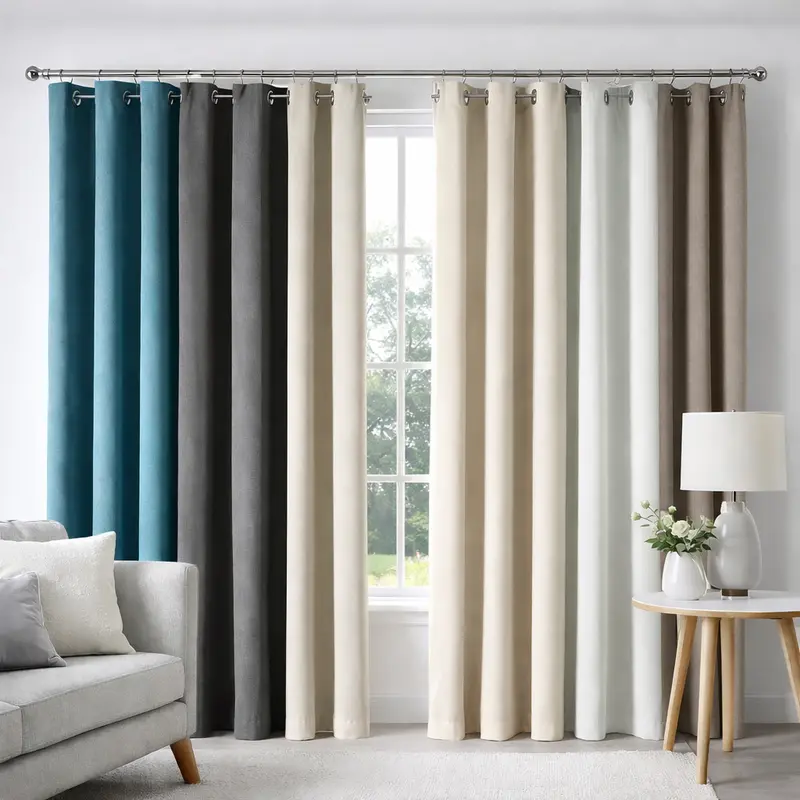 Tenda Oscurante 140x290 cm con Anelli Cromo Design Moderno Grigio Scuro