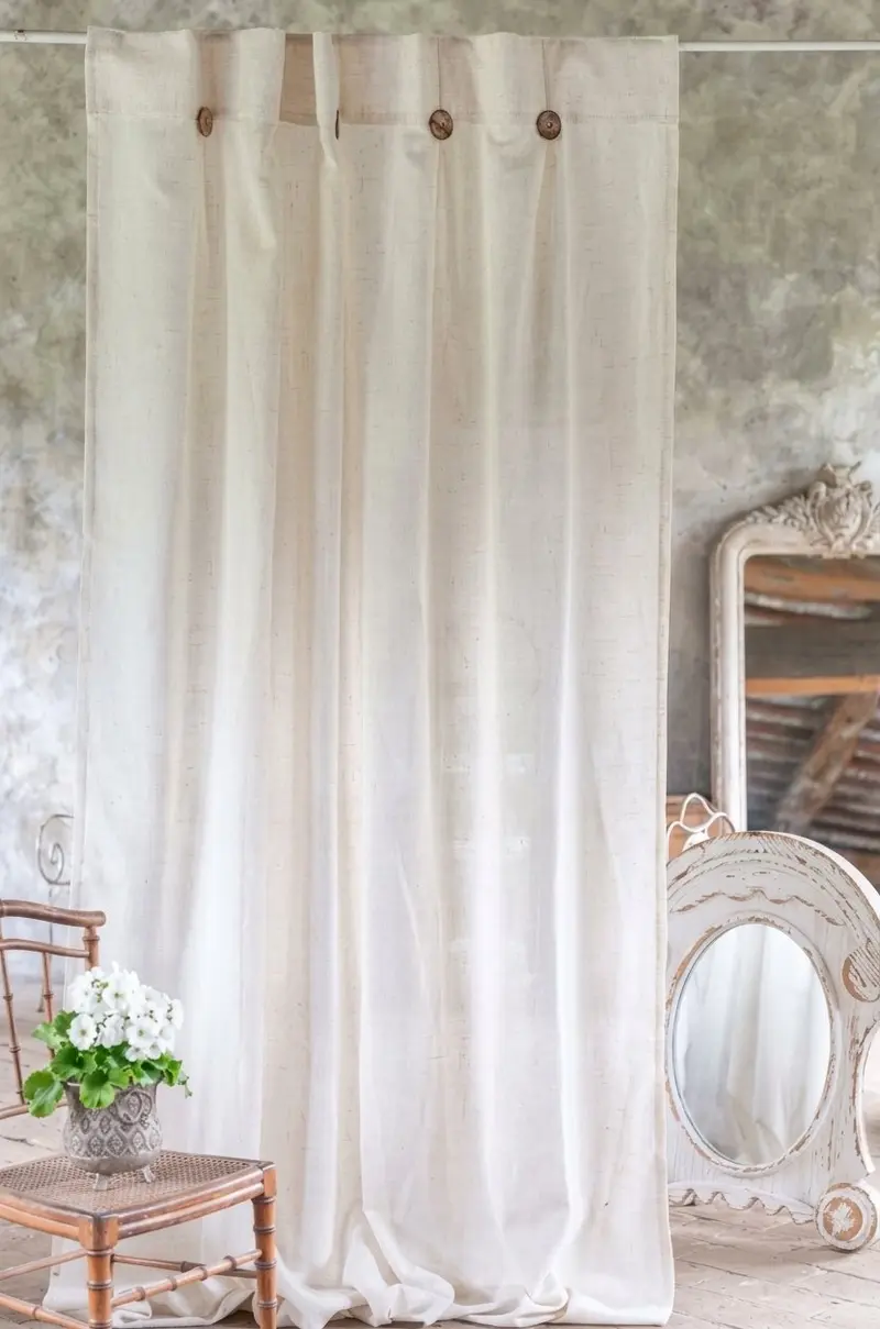 Tenda Shabby Chic Nuvola Blanc Mariclò con Bottoni e Passanti Nascosti