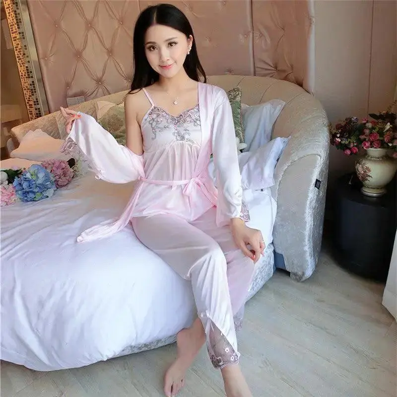 Three pieces of sexy robe with suspender