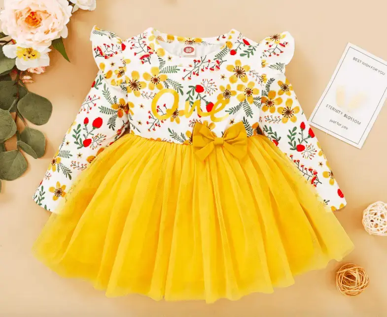 Toddler Baby Girls Dress Floral Ruffle Sleeve Girl Clothes