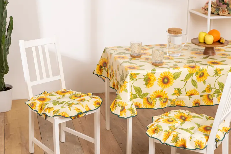 Tovaglia 4 Posti 150x150 Antimacchia quadrata linea Shabby Chic fantasia Girasole