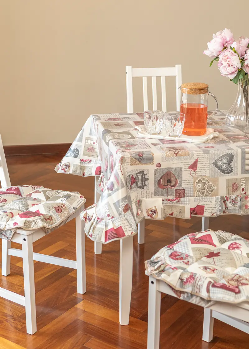 Tovaglia 6 posti 140x170 Plastificata cotone e pvc Rettangolare linea Shabby Chic fantasia Chiave