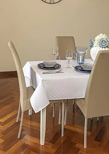 Tovaglia da tavola antimacchia 24 posti 140x450cm moderna poliestere impermeabile linea Damina