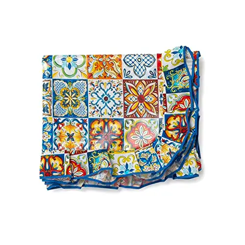 Tovaglia plastificata 150x150 quadrata 4 posti lavabile Maiolica