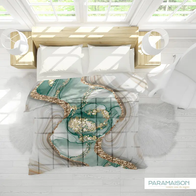 Trapunta Matrimoniale effetto marmorizzato 260x270cm Marble Piumone Invernale Stampa Digitale Microfibra Anallergica 300 Gr