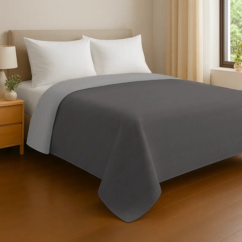 Trapuntino Copriletto Bicolor Double Face 210x270 In Microfibra Morbida con Trapuntatura Termosaldata Made in Italy per Letto Una Piazza e Mezza My Lady